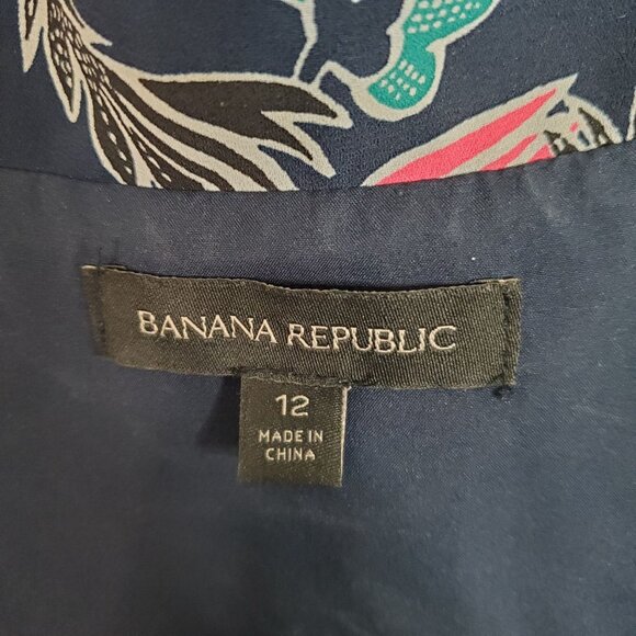 Banana Republic Size 12 Dress Ruffle Hem Floral Kimono Sleeve Country Cottage - Picture 4 of 9